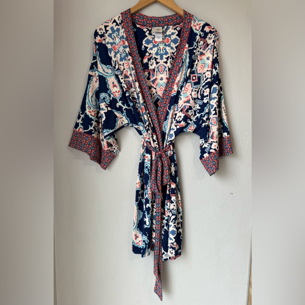 In Bloom by Jonquil Floral Short Kimono Robe Wrap Dress Women’s Size Medium
